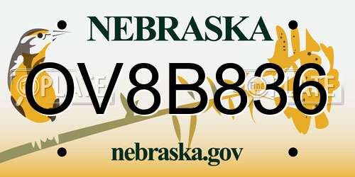 OV8B836 Nebraska License Plate