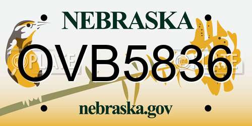 OVB5836 Nebraska License Plate
