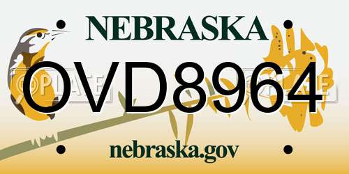OVD8964 Nebraska License Plate