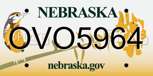 OVO5964 Nebraska License Plate