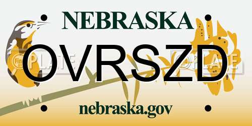 OVRSZD Nebraska License Plate