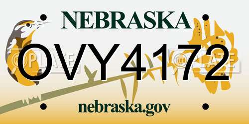 OVY4172 Nebraska License Plate