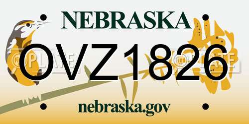 OVZ1826 Nebraska License Plate