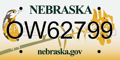 OW62799 Nebraska License Plate