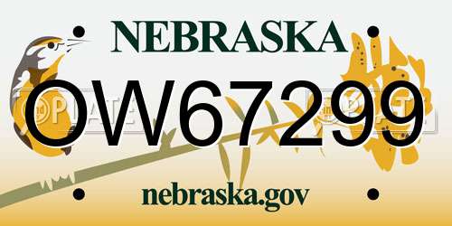 OW67299 Nebraska License Plate