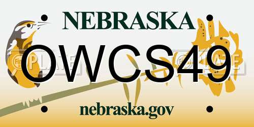 OWCS49 Nebraska License Plate