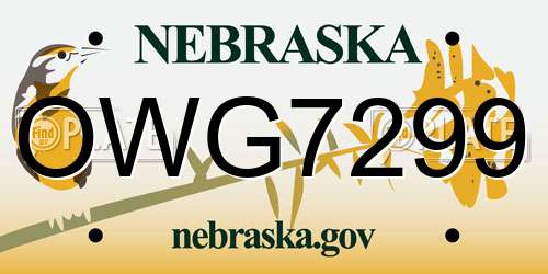 OWG7299 Nebraska License Plate