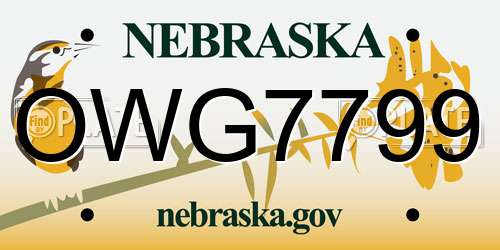 OWG7799 Nebraska License Plate