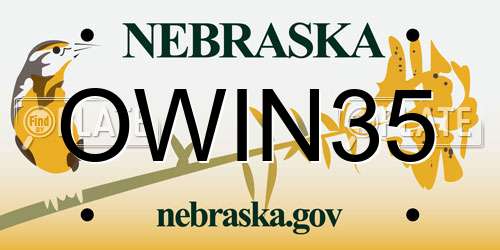 OWIN35 Nebraska License Plate