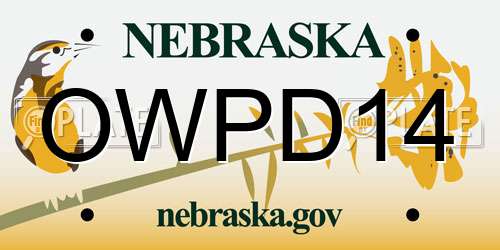 OWPD14 Nebraska License Plate