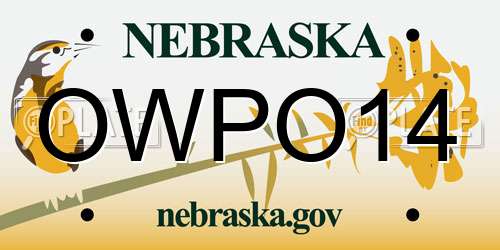 OWPO14 Nebraska License Plate
