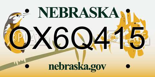 OX6Q415 Nebraska License Plate