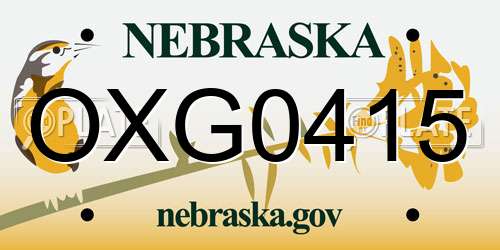 OXG0415 Nebraska License Plate