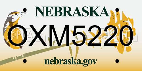 OXM5220 Nebraska License Plate