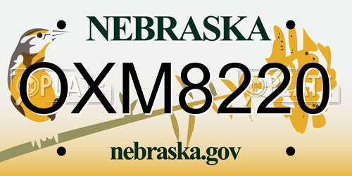 OXM8220 Nebraska License Plate