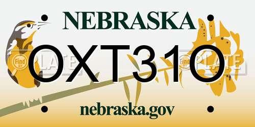 OXT31O Nebraska License Plate