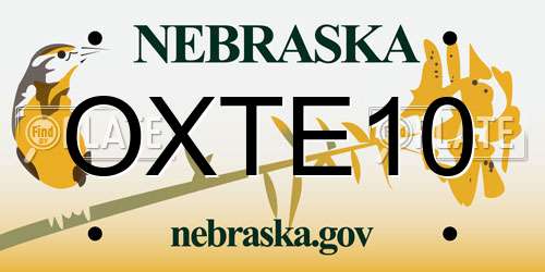 OXTE10 Nebraska License Plate
