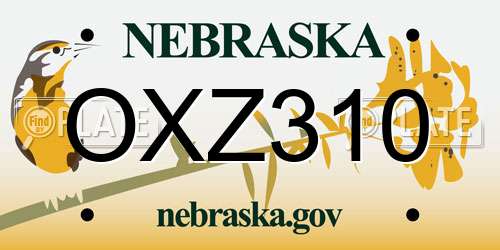 OXZ310 Nebraska License Plate