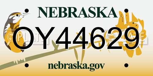OY44629 Nebraska License Plate