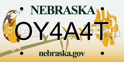 OY4A4T Nebraska License Plate
