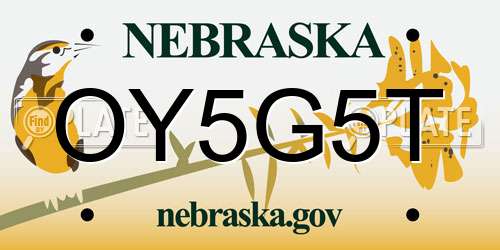 OY5G5T Nebraska License Plate