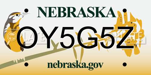 OY5G5Z Nebraska License Plate