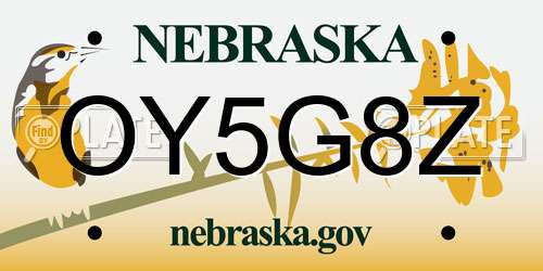 OY5G8Z Nebraska License Plate