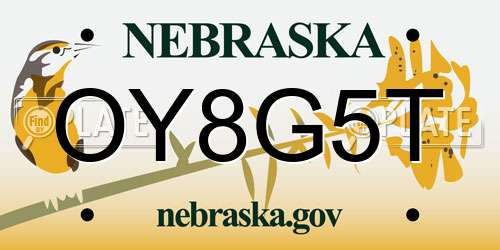 OY8G5T Nebraska License Plate