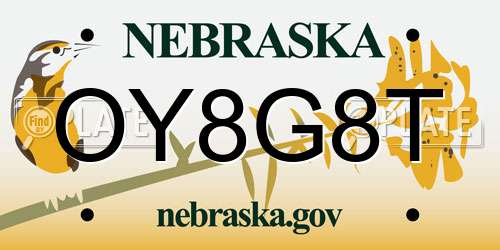 OY8G8T Nebraska License Plate