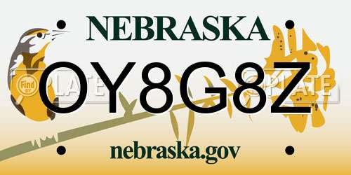 OY8G8Z Nebraska License Plate