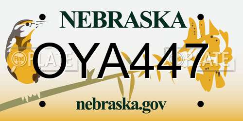 OYA447 Nebraska License Plate