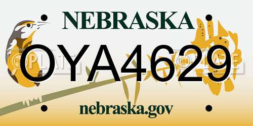 OYA4629 Nebraska License Plate