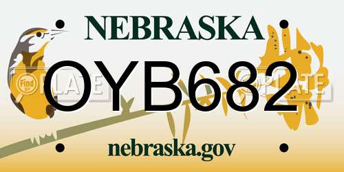 OYB682 Nebraska License Plate