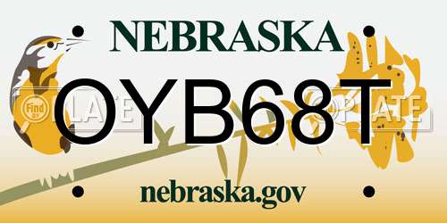OYB68T Nebraska License Plate