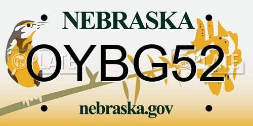 OYBG52 Nebraska License Plate
