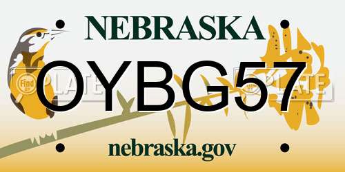 OYBG57 Nebraska License Plate