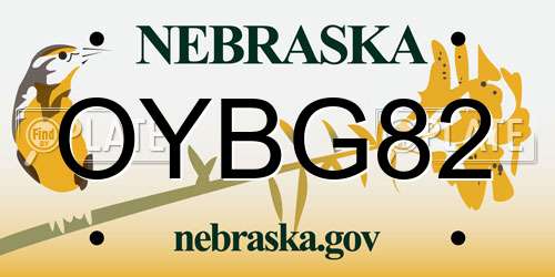OYBG82 Nebraska License Plate