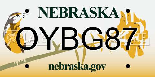 OYBG87 Nebraska License Plate