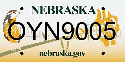 OYN9005 Nebraska License Plate