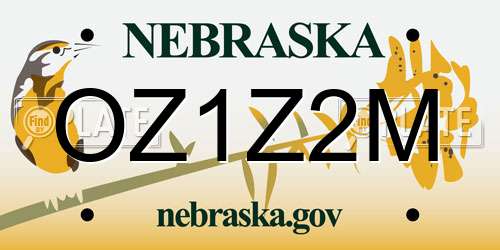 OZ1Z2M Nebraska License Plate