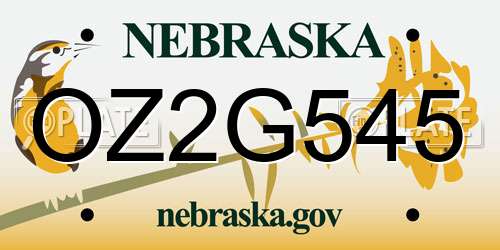 OZ2G545 Nebraska License Plate