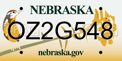 OZ2G548 Nebraska License Plate