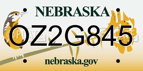 OZ2G845 Nebraska License Plate