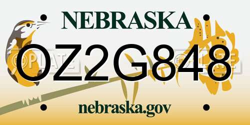 OZ2G848 Nebraska License Plate