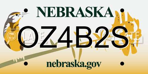 OZ4B2S Nebraska License Plate