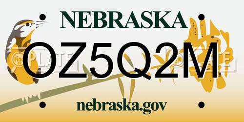 OZ5Q2M Nebraska License Plate