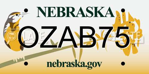 OZAB75 Nebraska License Plate