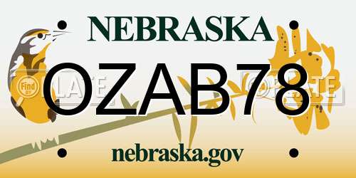 OZAB78 Nebraska License Plate