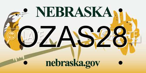 OZAS28 Nebraska License Plate