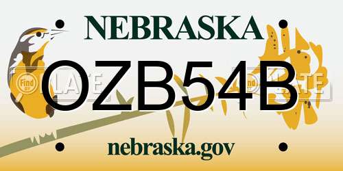 OZB54B Nebraska License Plate